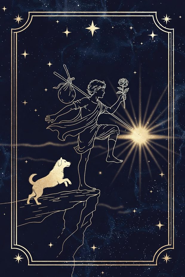 Minh họa lá bài Tarot Kẻ Khờ