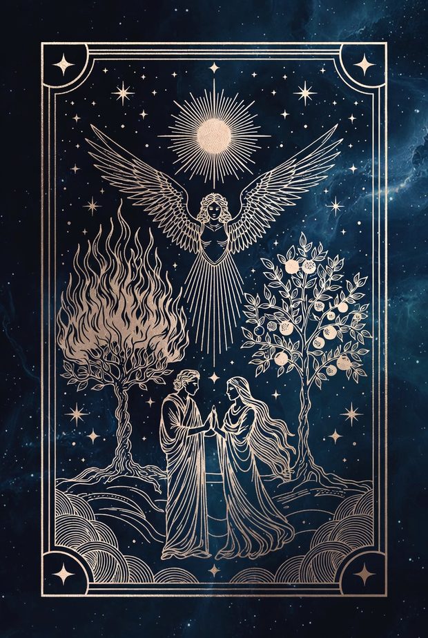 Ilustrasi kartu tarot Sepasang Kekasih