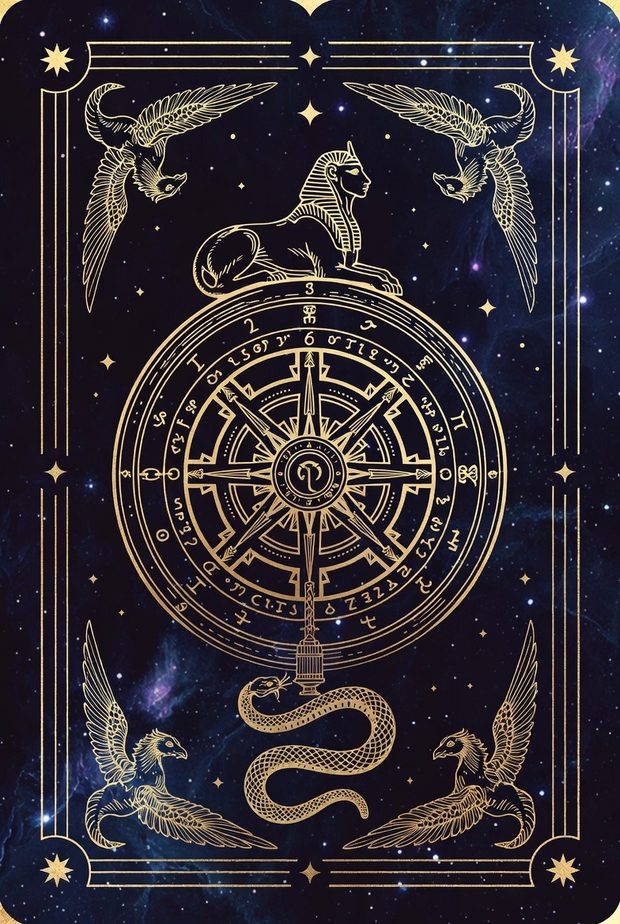 Ilustrasi kartu tarot Roda Keberuntungan