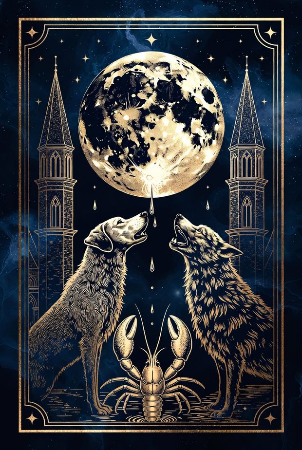 Minh họa lá bài Tarot Mặt Trăng