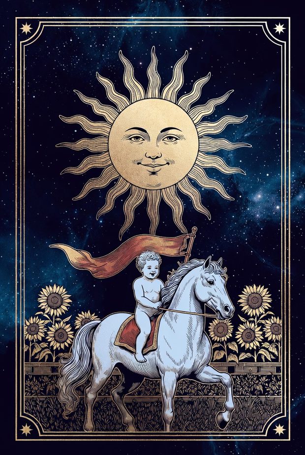 Ilustração da carta de tarô O Sol