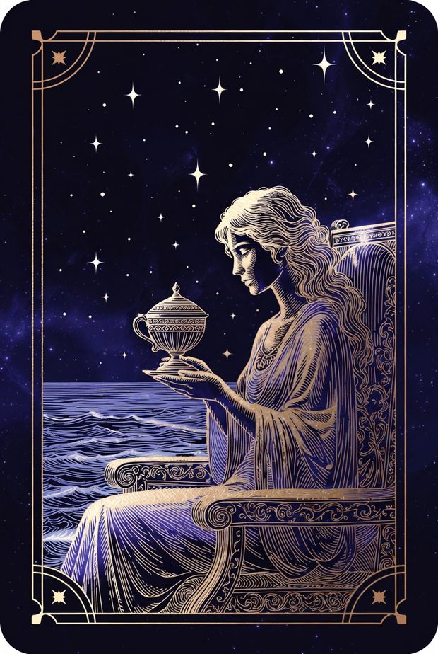 Ilustração da carta de tarô Rainha de Copas