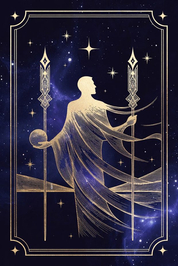Ilustrasi kartu tarot Dua Tongkat