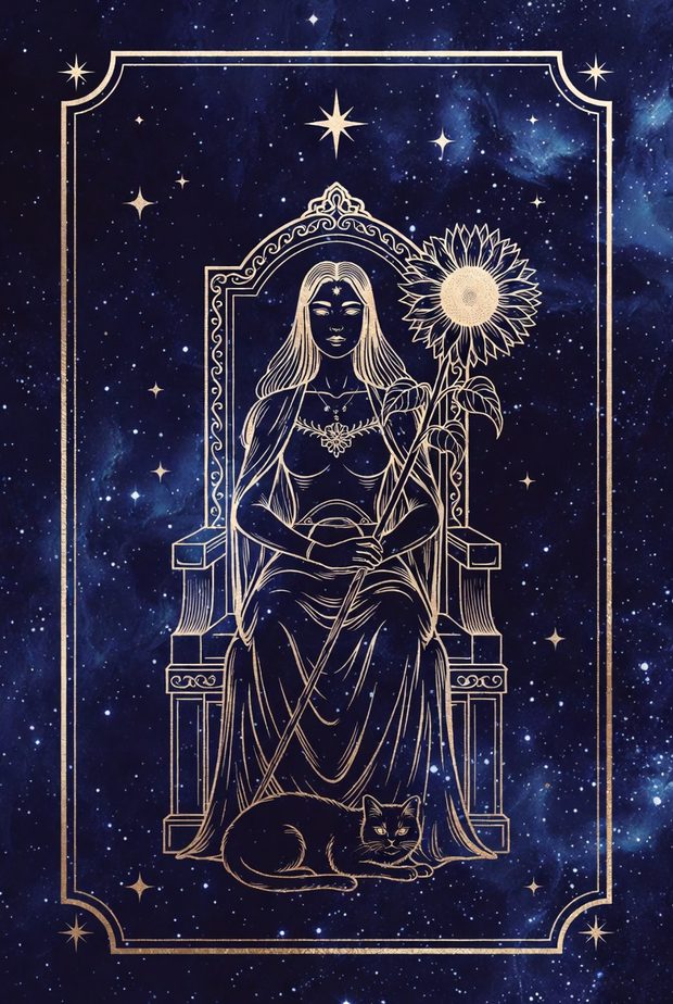 Ilustrasi kartu tarot Ratu Tongkat