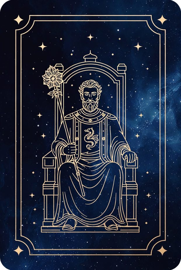 Ilustrasi kartu tarot Raja Tongkat